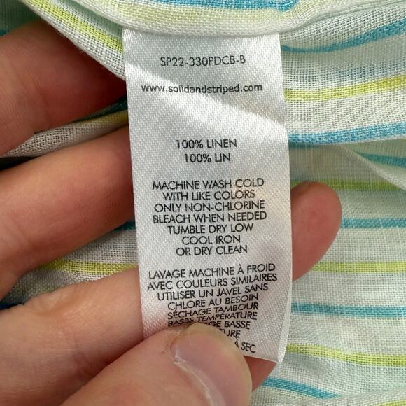 NWT Solid & Striped The Parker Dress Painted Ditsy Floral Striped Linen Green - Picture 5 of 7